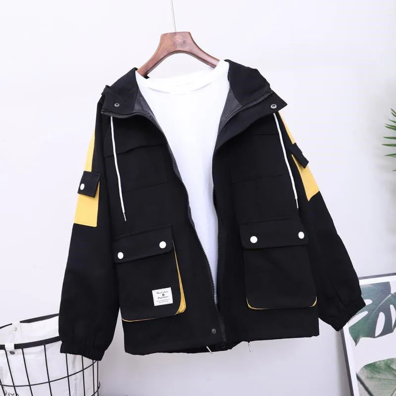 

2020 New Spring Autumn Women Jacket Hooded Windbreaker Loose Jacket Harajuku Coat Oversize Female Casual Basic Coats Outwear