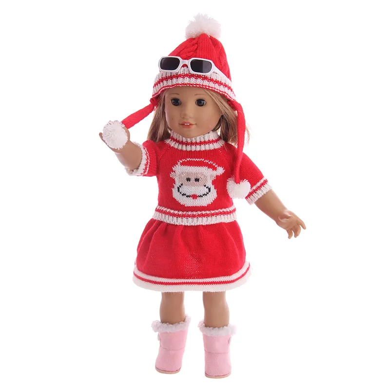 New Winter Doll vestiti per bambini serie rossa fatta a mano abito da abito di natale carino per 18 pollici American & 43Cm Reborn Baby Girl accessori