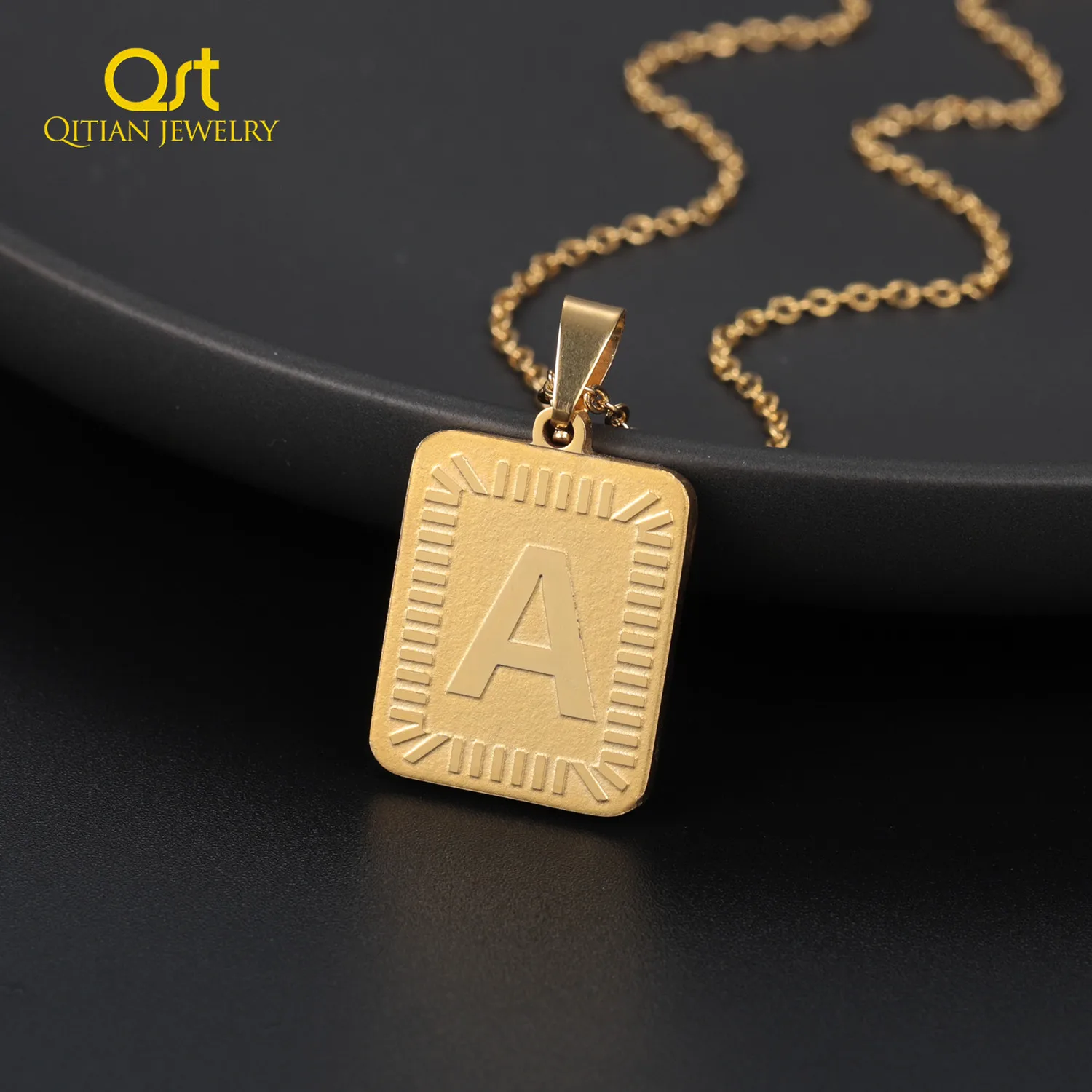 Custom A-Z Rectangle Letters Necklace & Bracelet & Anklet Charm Pendant For Women Men English Alphabet Initial Fashion Jewelry