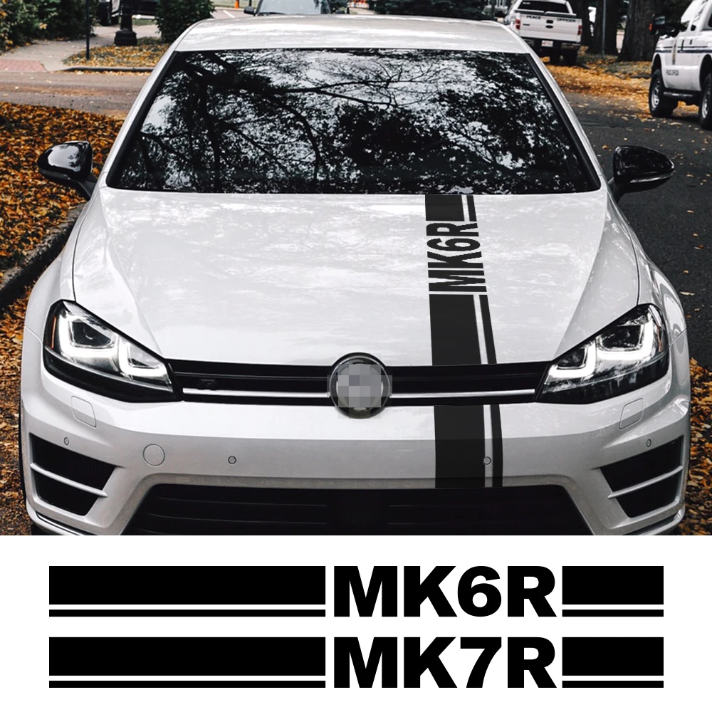 Car Styling Hood Decor Stickers Sport Stripes Decals For Volkswagen VW Golf POLO MK6R MK7R MK4R MK5R MK8R Car Tuning Accessories