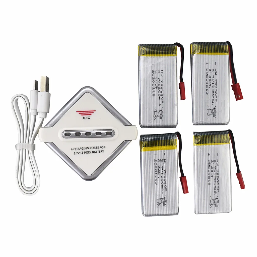 

4PCS 3.7V 1200mah Battery With 4 In 1 Charger For SP650 Aerial Drone Quadcopter Spare Parts Accessories