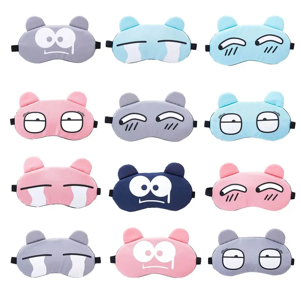 Cartoon Funny Expression Eye Mask Soft Travel Sleeping Mask Cover Relax Eye Blinder Eyepatch Sleep Aid Kids Protective Blindfold