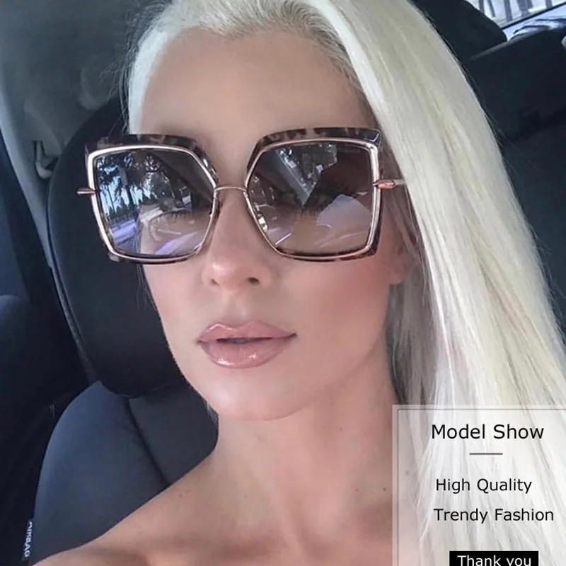 MIZHO Oversized Sunglasses Woman Shades Mirror Female Square Sun Glasses For Female Coating Gafas Fashion Brand Sunglasses Wome