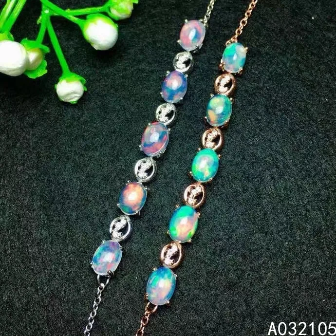 KJJEAXCMY fine jewelry 925 sterling silver inlaid Natural opal women luxury exquisite OL style gem hand bracelet support detecti
