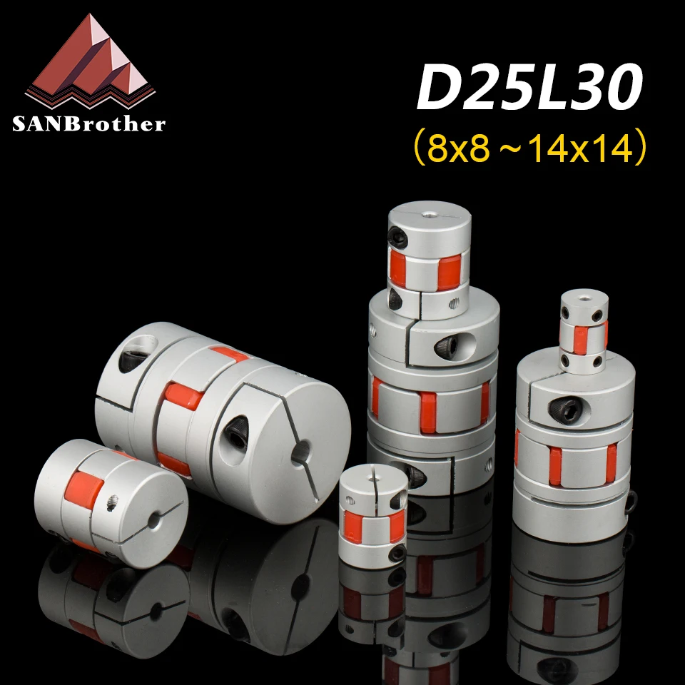 

BW D25L30 Coupler Aluminium Plum Flexible Shaft Coupling Motor Connector CNC Flexible Couplings 5/6/6.35/8/10/12mm for 3D printe