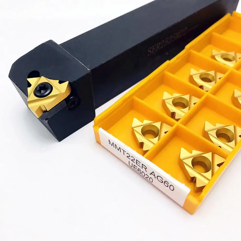 SER2525M22 SER2020K22 CNC Tornio Filettato Cilindrico Strumento di Post + 10PCS Inserto Filettato MMT 22ER AG60 Tornio In Metallo Duro Strumento di Parti di SER