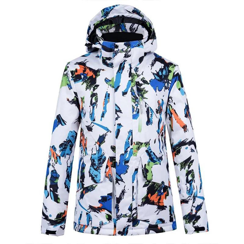 New Men Ski Jacket Winter Outdoor Windproof Waterproof Ski Suit Thick Warm Clothing Fashion Snowboard Printed Jacket