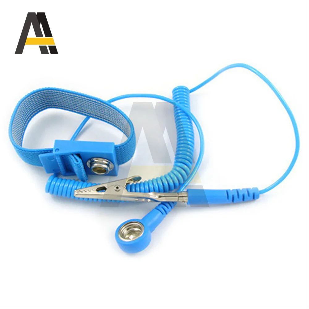 Pulsera antiestática ajustable, Cable de descarga electrostático ESD, correa de muñeca reutilizable, de mano con Cable de conexión a tierra, 1 ud.