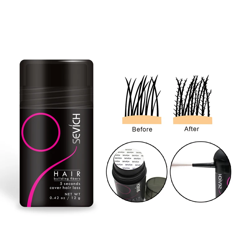 Sevich 2pcs/set 12g Keratin Hair Building Fiber + Spray Pump Applicator Hair Powder Extension Thinning Thickening Hair Growth