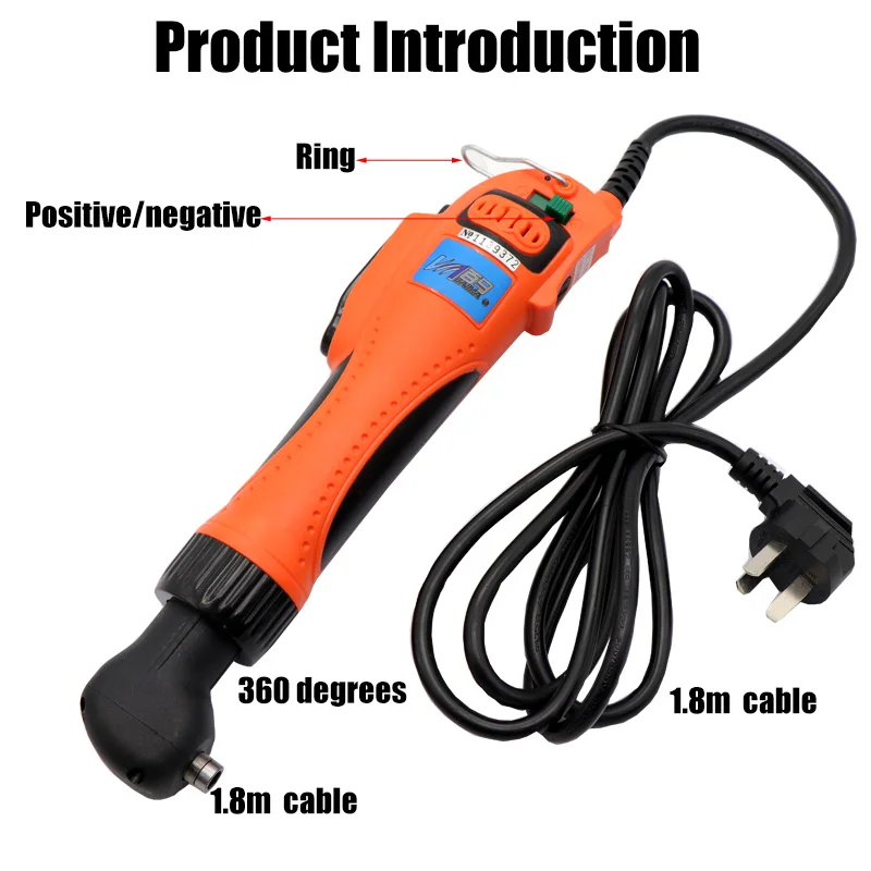 1/4 inch 6.35mm 220V 90 Degrees Right Angle Electric Screwdriver with EU Plug adapter Variable Speed Torque Torque Adjustment