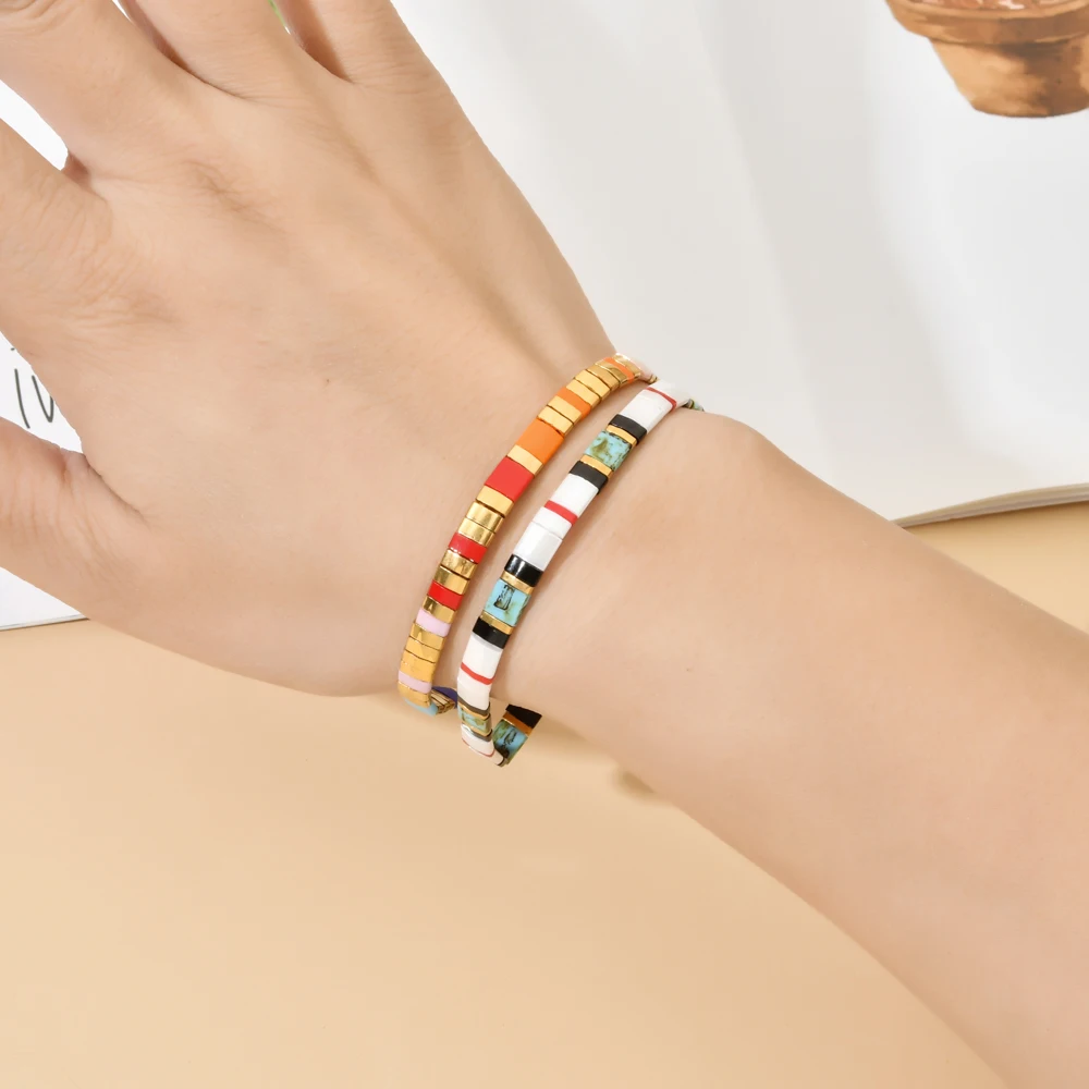 ZMZY 1PCS Sell Random Mixed Color Boho Tila Beads Miyuki Bracelet For Women Pulseiras Femme Friendship Gift Jewellery