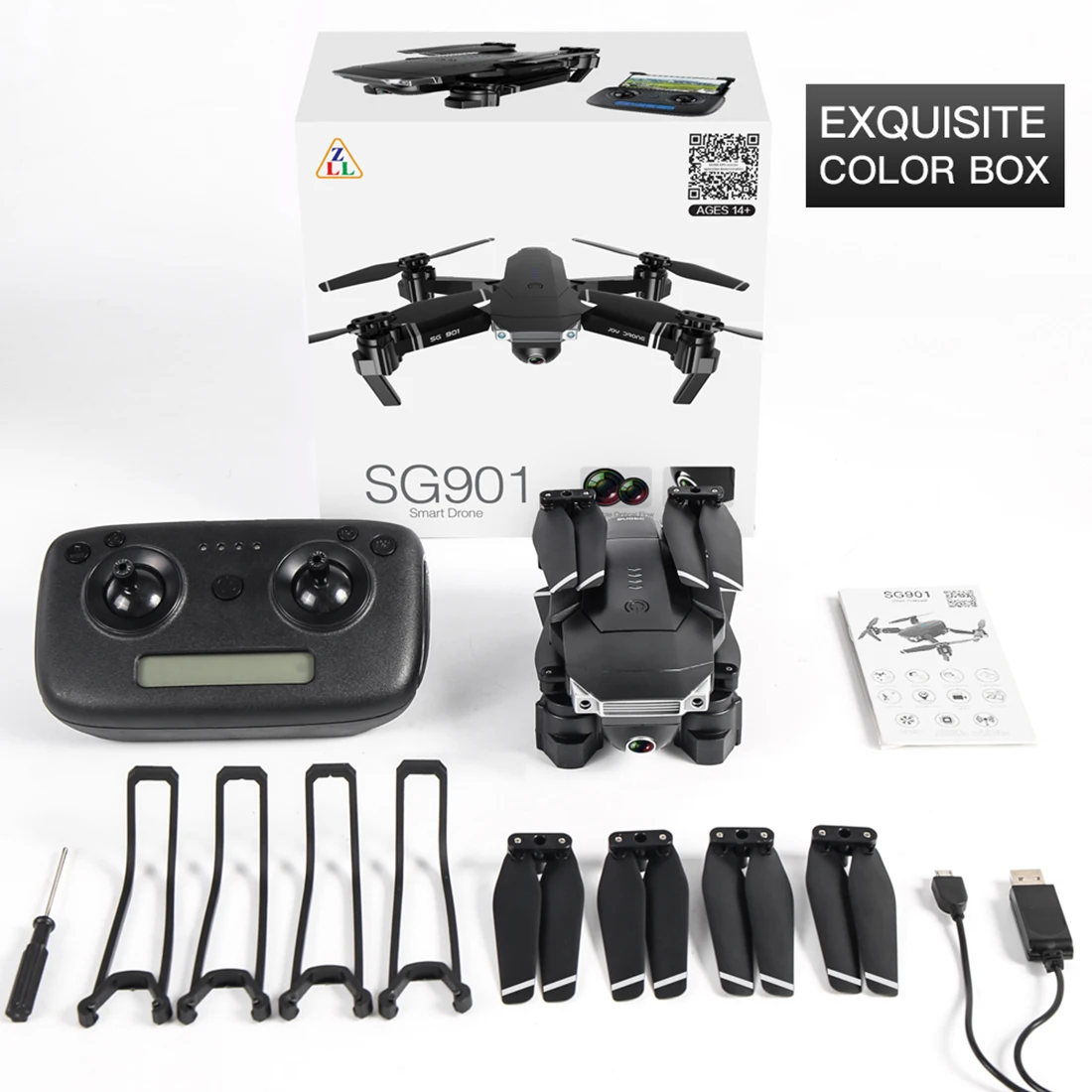 SG901 4K HD Dual Camera Drone Wide Angle GPS Follow Me Anti-shake Optical Flow WIFI FPV Foldable RC Drone квадрокоптер игрушки