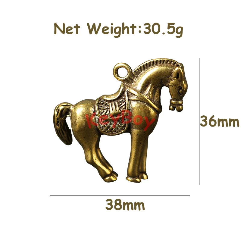 Vintage Copper 12 Zoadiac Animal Horse Key Ring Pendants Metal Brass Cute Horse Keychain Charms Fashion Jewelry Car Keyring Gift