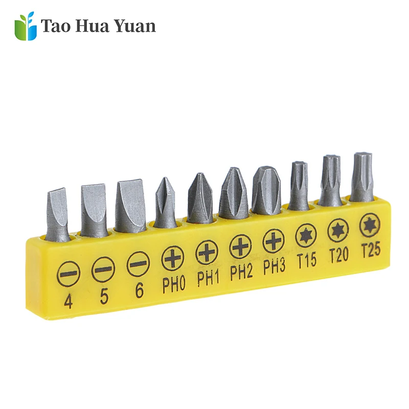 10Pcs 25mm Slotted/PH/Torx Cross bit drill Head Screwdriver Bits Hand Tools Anti Slip Electric Hex Shank Screwdriver Drill Bit A