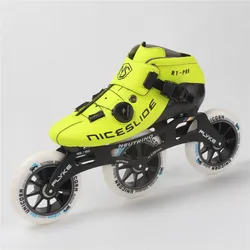Tênis de skate e velocidade para maratona, bota de fibra de carbono, 3 rodas, trava patinete, tamanhos 3x100mm 3x110mm 3x125mm