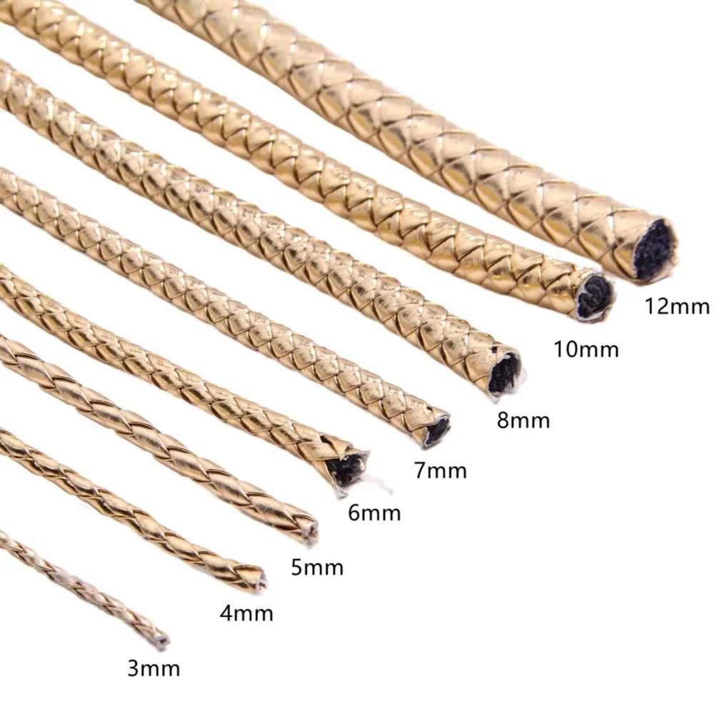 REGELIN 5meter Brown Braided PU Leather Bracelet Findings 3/4/5/6mm Round Leather Cord String Rope DIY Necklace Bracelet Making