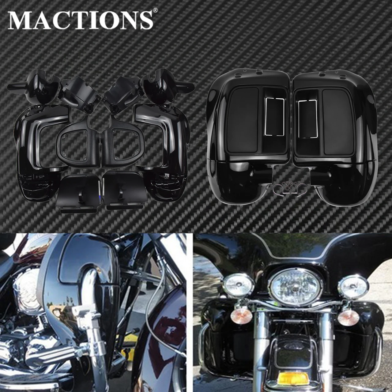 

Motorcycle Vivid Black Lower Leg Warmer Vented Fairing Glove Box For Harley Touring Electra Street Glide Road King 1983-2020