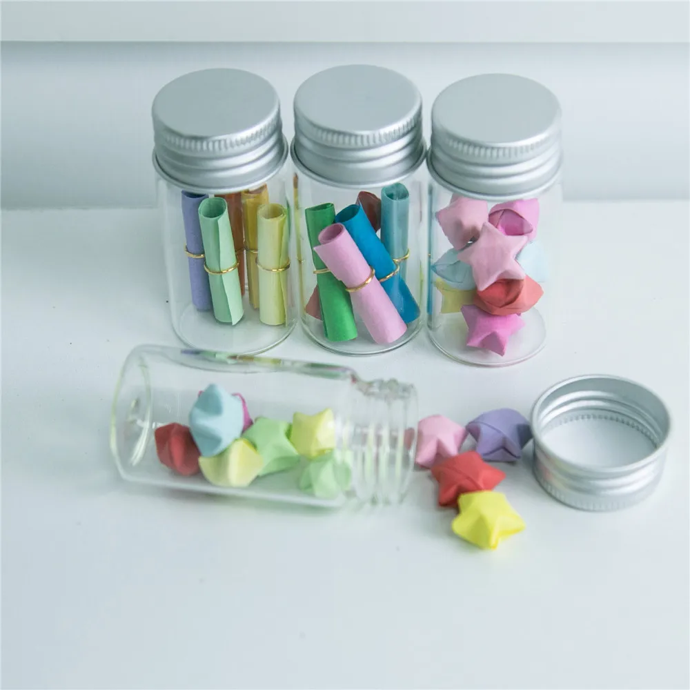 Glass Bottles Screw Top Empty Jars Vial 15ml 25ml 40ml 50ml 60ml Candy Vanilla Pill Food Perfume Bottle Metal Cap 12pcs