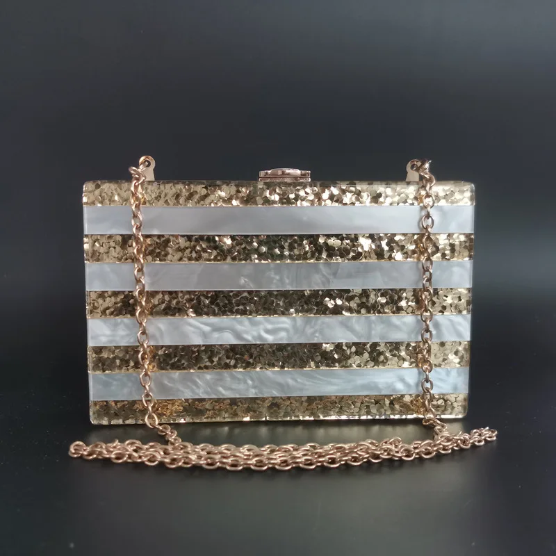 Long Dazzling Stripes Acrylic Women’s Phone Wallet New Elegant Fashion Handbags Wedding Minaudiere Ladies Party Banquet Purse