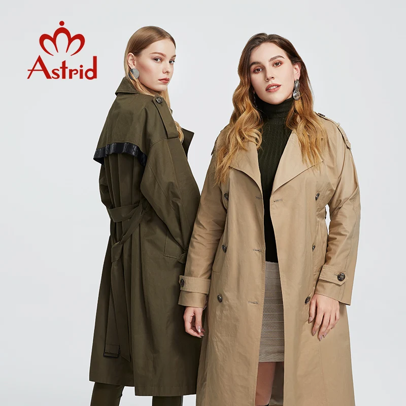 Astrid New Spring Autumn Trench Coat long Fashion Windproof  hood Plus size Outwear Windbreaker female clothing 7246