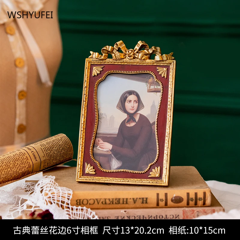 WSHYUFEI 3/ 6/7 inch resin photo frame desktop decoration cute picture album retro photo frame wall artist office decoration