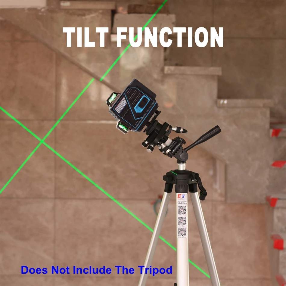 Poziomica laserowa Kaitian Nive Samopoziomująca się krzyżowa pionowa i pozioma z trybem odbiornika Zielona 16-liniowa wiązka laserowa Poziom 360