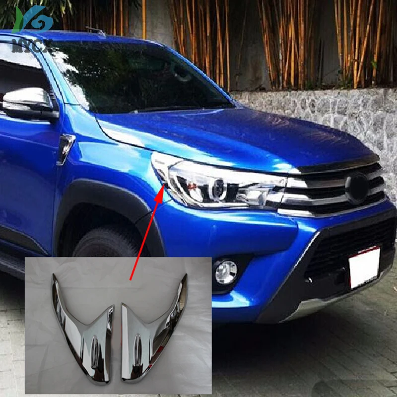 

2018 аксессуары для Toyota Hilux SR5, фары, хромированная декоративная накладка для Toyota Hilux Revo 2015 2017, пластина Toyota Hilux, часть