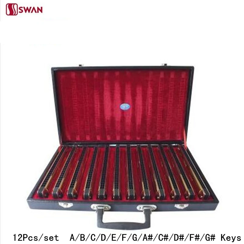 

12Pcs/set Swan Harmonica 24 Hole Tremolo Harp Golden Color Musical Instrument with Gift Box Mouth Organ for Collect Gaita