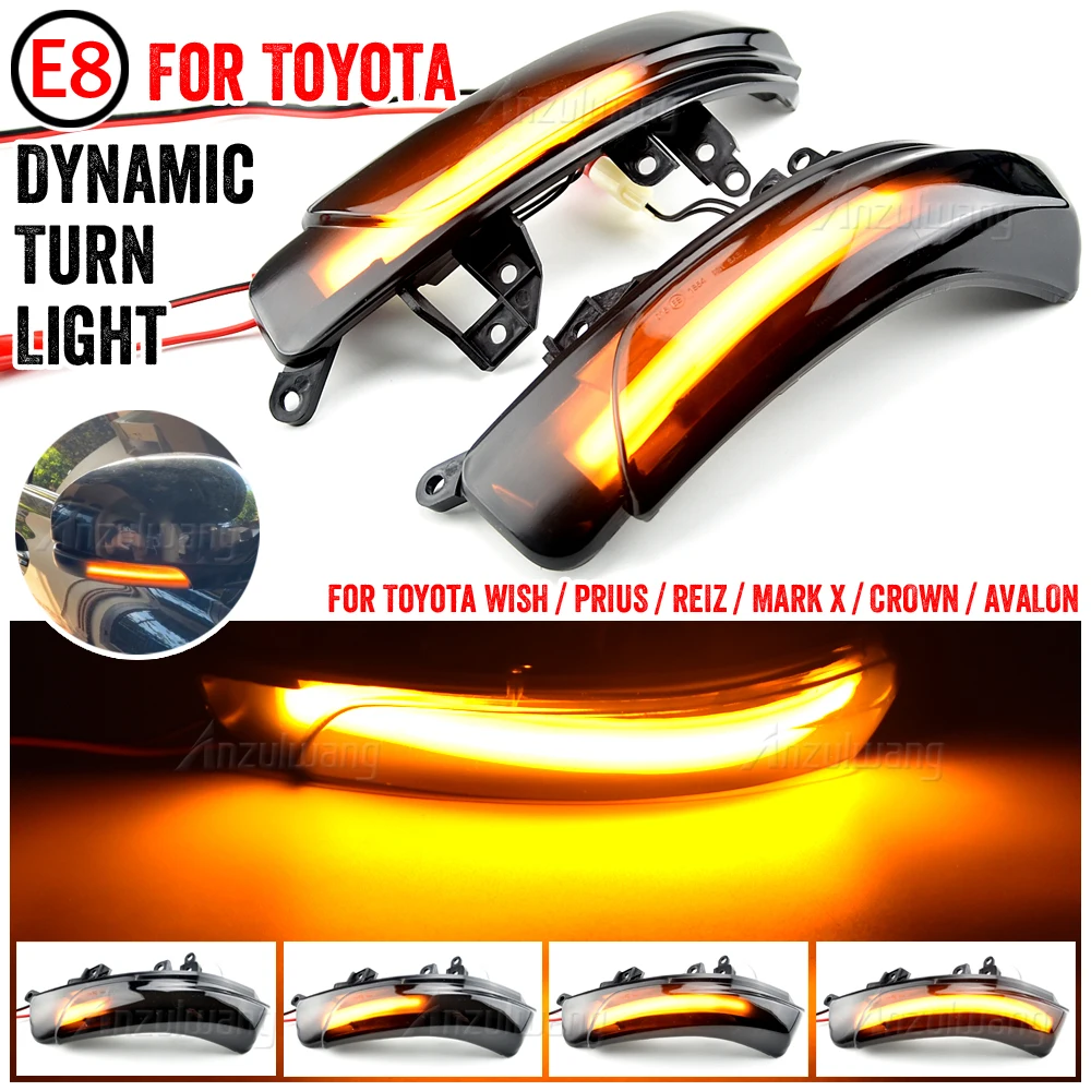 For Toyota WISH/PRIUS/REIZ/MARK X/CROWN/AVALON/CAMRY LED Dynamic Turn Signal Blinker Sequential Side Wing Mirror Indicator Light