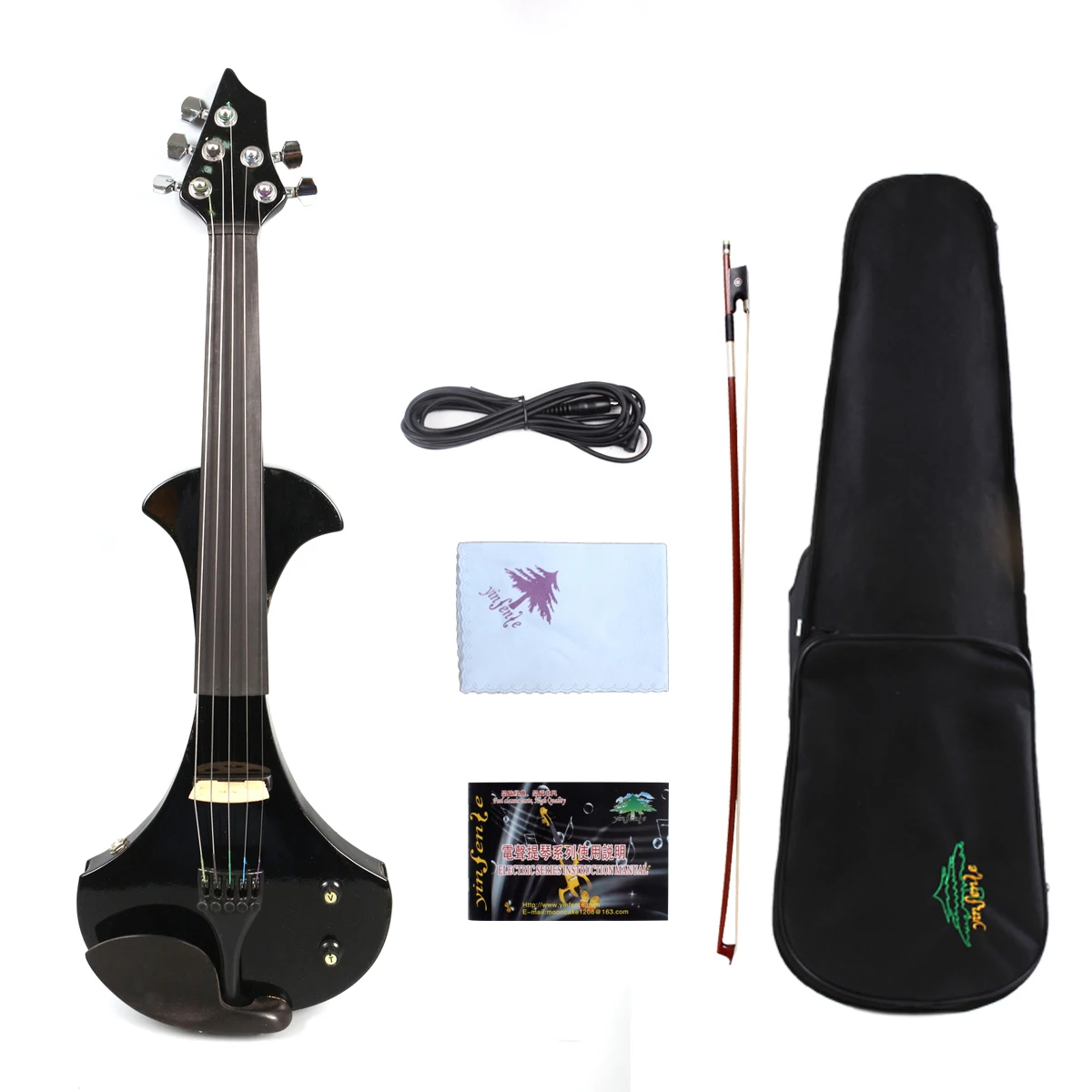 

black 5 string 4/4 Electric violin Passive Pickup White Violin Professional Sound Free Case Bow