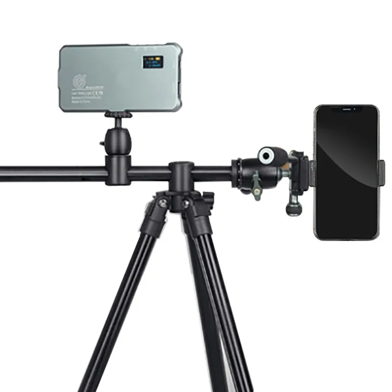 Q202F Camera Mount Phone Tripod Stand Lightweight Horizontal Video Travel Photo Tripod for DSLR iPhone with Remote Phone Holder