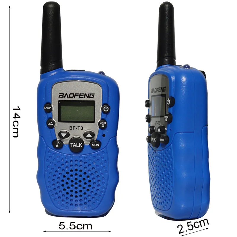 วิทยุสื่อสาร2ชิ้น/เซ็ตสำหรับเด็กของเล่นขนาดเล็ก BF-T3เบาเฟิงสำหรับเด็กของขวัญวันเกิด BFT3ของขวัญคริสต์มาสสามกิโลเมตร