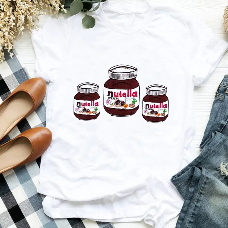 T-shirt Women Nutella Printed Fashion Harajuku Tshirt Girl Casual White Top T Shirt New Summer Female TShirt Clothing