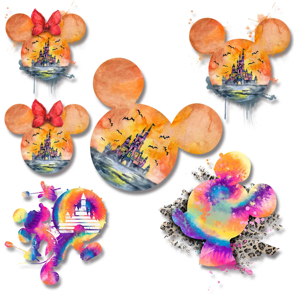 Brand Mickey and the Castle Combined pictures Vinyl Sticker For Clothes heart iron on patch Washable Cheap DIY Appliques