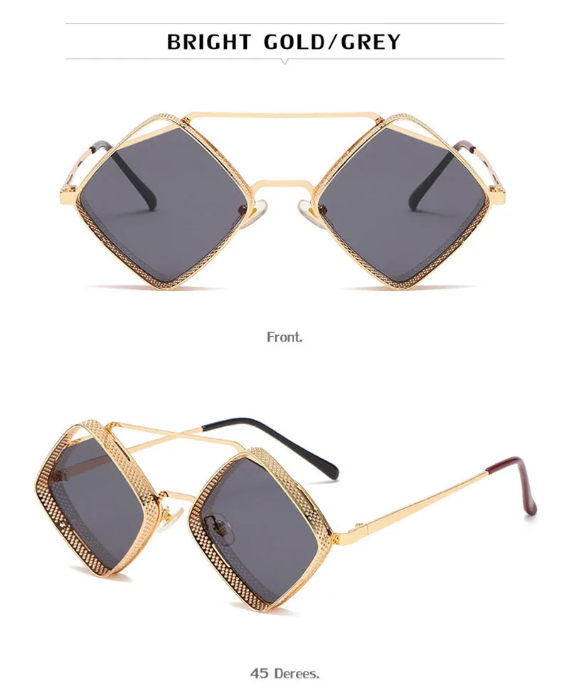 Mimiyou SteamPunk Hohle Rhombus-Sonnenbrille für Herren, Retro-Legierungs-Sonnenbrille für Damen, modische Brillen, Marke UV400, Brillen, Sonnenbrillen – Detail 18