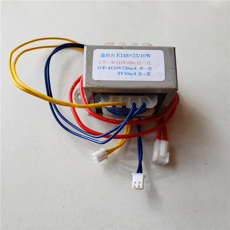 10V 0.75A 8V 0.05A Transformer 110V input 10VA EI48*25 power transformer