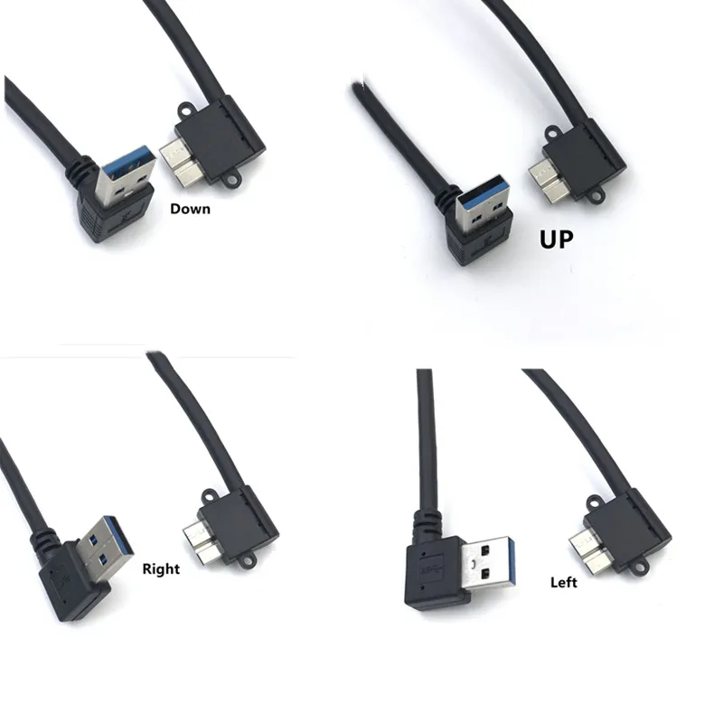 90 Degree UP Down Left Right Angled USB 3.0 Type A to Micro B Male Cable for Samsung S5 Note 3 HDD External Hard Drive Disk