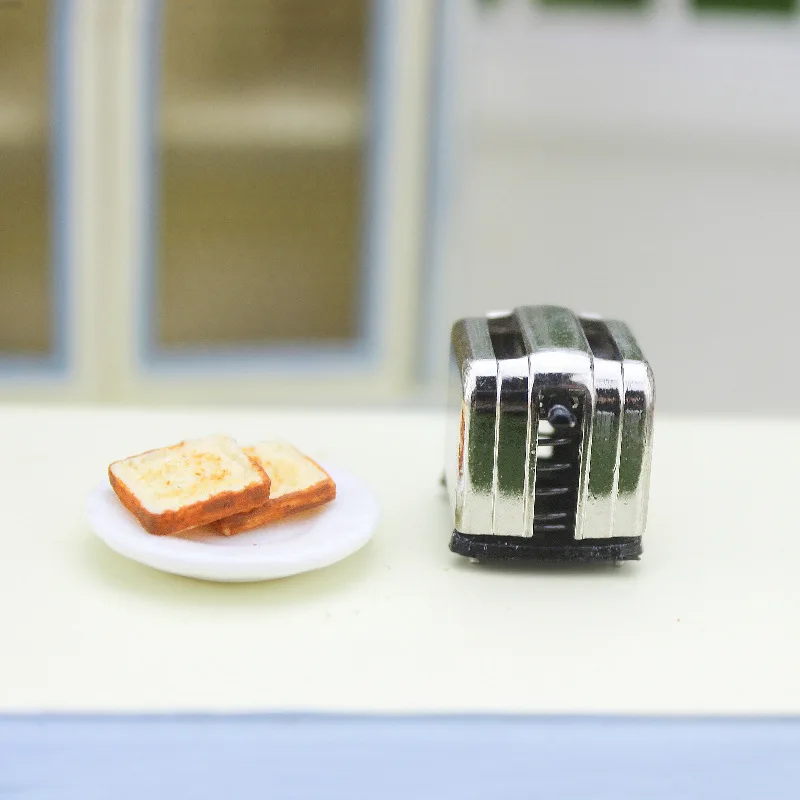 1/6 1/12 Scale Doll House Miniature Toaster Bread Machine with Toast Kitchen Cookware Mini Accessories Decor