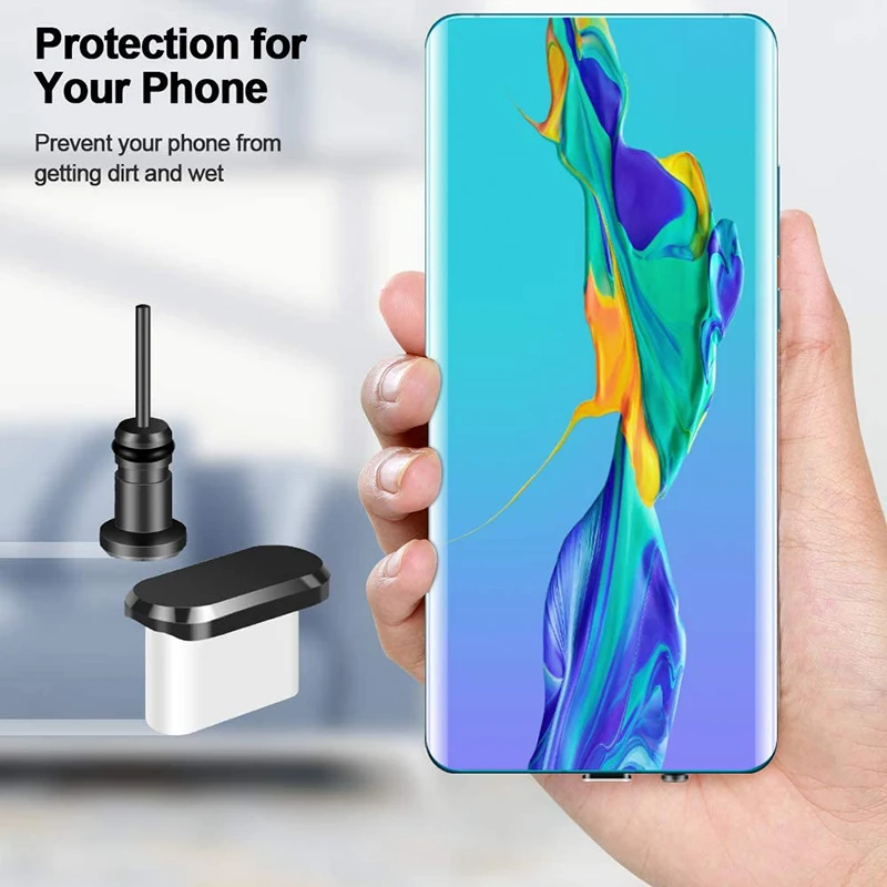 10 مجموعة نوع C ملحقات الهاتف الغبار التوصيل الأدوات ل شاومي هواوي P40 P30 P20 برو P10 سامسونج نوت 9 S10 S9 3.5 مللي متر جاك Usb غطاء