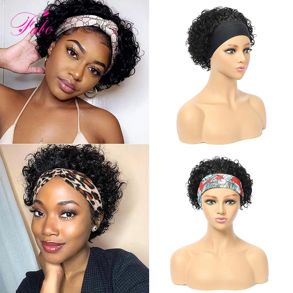 

Pixie Cut Curly Wig Short Headband Wigs Human Hair Glueless Wig Human Hair Ready to Wear 100% Brasil Human Hair for Women 10Inch