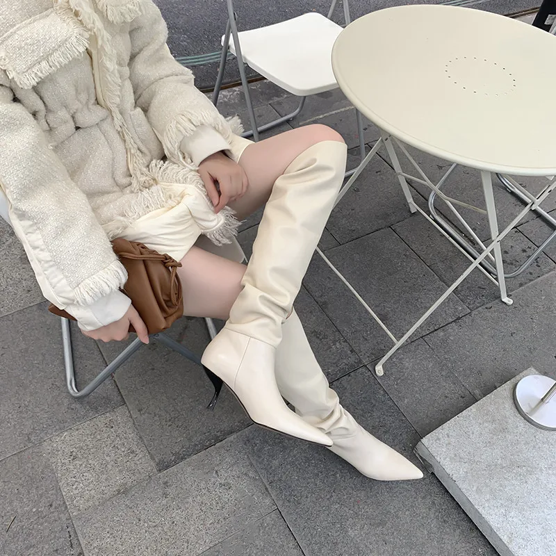 FEDONAS 2025 Top Quality Genuine Leather Knee High Boots Concise Female Pointed Toe High Heels Pumps Party Shoes Woman Long Boot