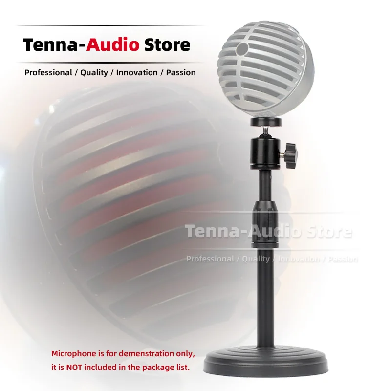 Adjustable Desktop Microphone Stand Boom Compatible With Shure MV5 MV 5 USB Mic Holder Tabletop Extending Mount Round Plate Base