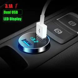 3.1A Dual USB Car Charger LED Display For BMW 1 2 3 4 5 6 7-series E46 E90 X1 X3 X4 X5 X6 X7 X8 F07 F09 F10 F30 F35 F30 F31 F28