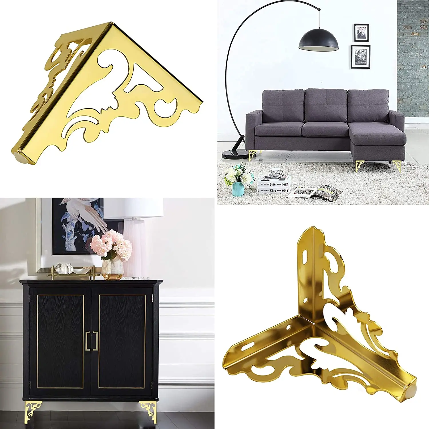 4pcs Metal Furniture Legs Feet, Pattern Hollow table legs,Modern Sofa Legs Bed Table Accessories Cabinet Replacement foot