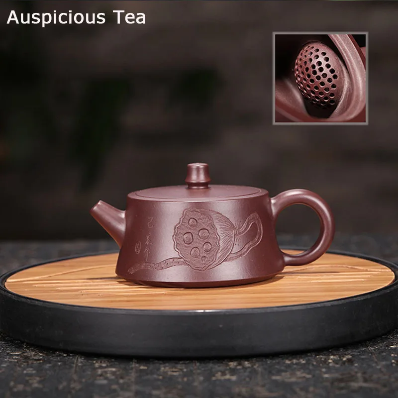 

140ml Authentic Yixing Purple Clay Teapots Raw Ore Zhu Mud Filter Tea Pot Handmade Zisha Beauty Kettle Home Tea Set Accessories