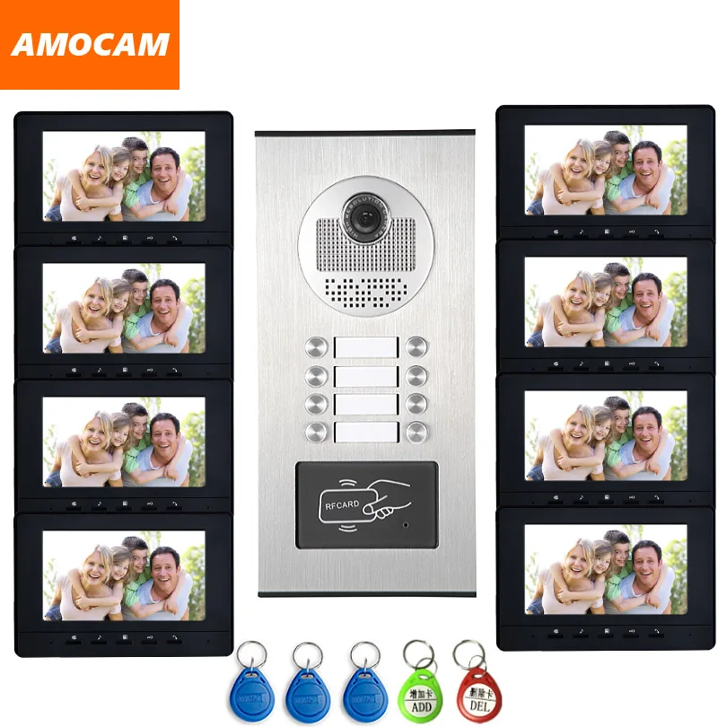 8 Units Apartment intercom system Video Door Phone Door Intercom HD Camera 7\