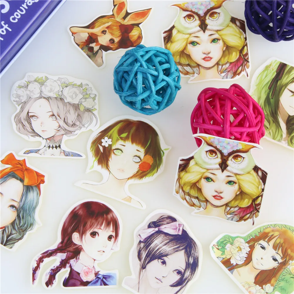 Kawaii Adesivos para Decoração do Diário, Papel Bonito, Flocos para Scrapbooking, Amor Romântico, Diário, Menina, 45 pcs por caixa