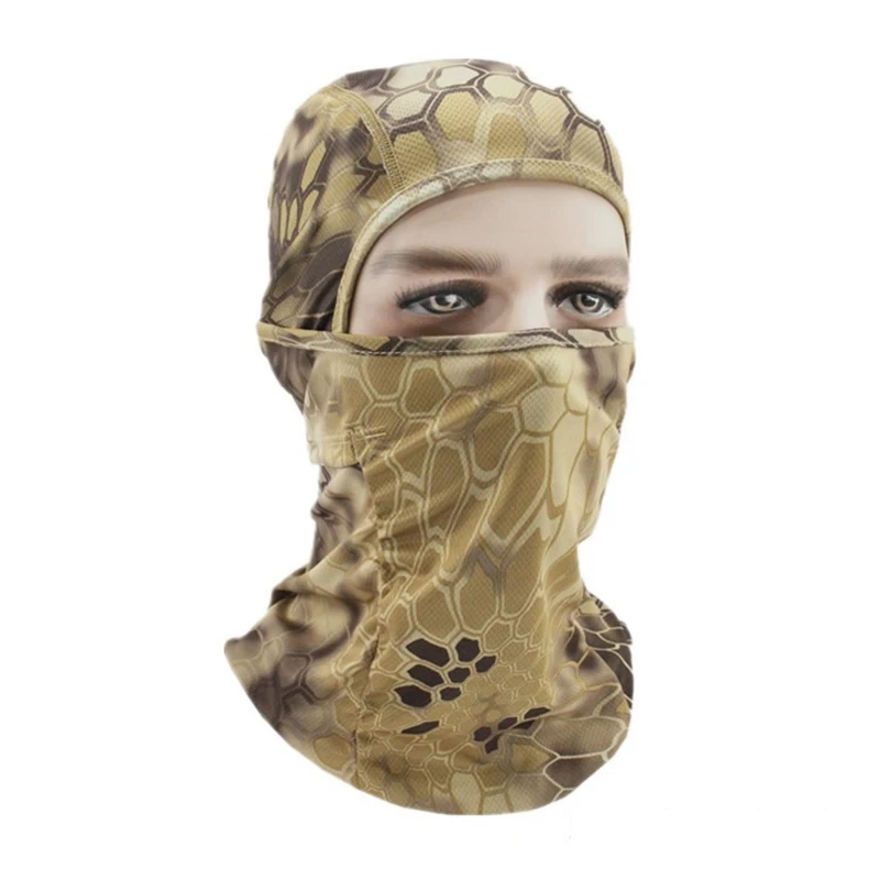 Masker Sepeda Motor Syal Kamuflase Bandana Pelindung Matahari Bersirkulasi Topi Taktik Keren Pola Python Balaclava Pria Bersepeda Musim Panas