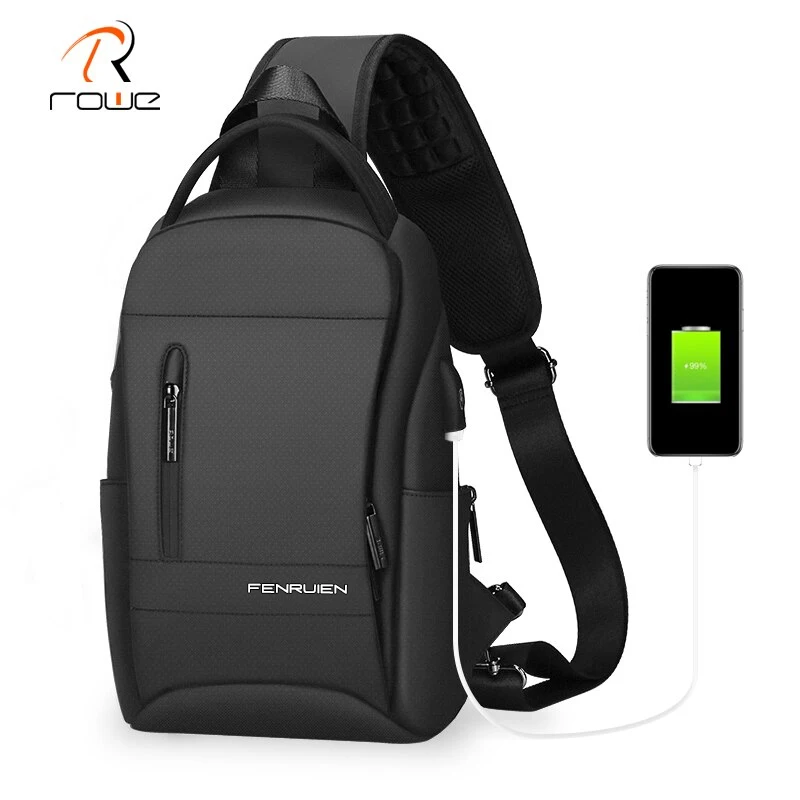 Rowe Multi-Function Anti-Theft Messenger Bag Men's Chest Bag USB Charging Waterproof Short Trip Crossbody Shoulder Bag