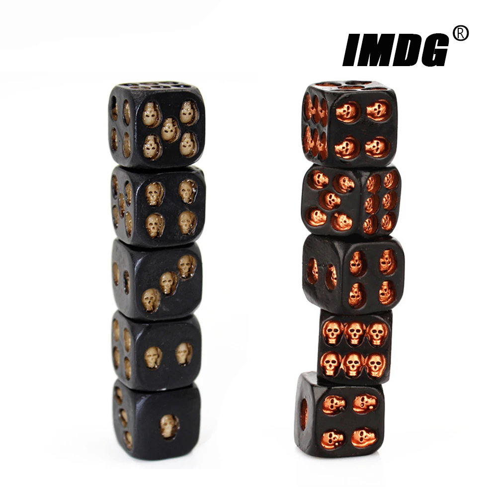 5Pcs/pack 18mm New Exotic Black Dice Gold Silver Skull Dice Set Game Creativity Festive party Entertainment Funny toys